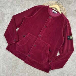 Stone Island Men’s Corduroy Overshirt Jacket Longsleeve Pockets Burgundy Red L